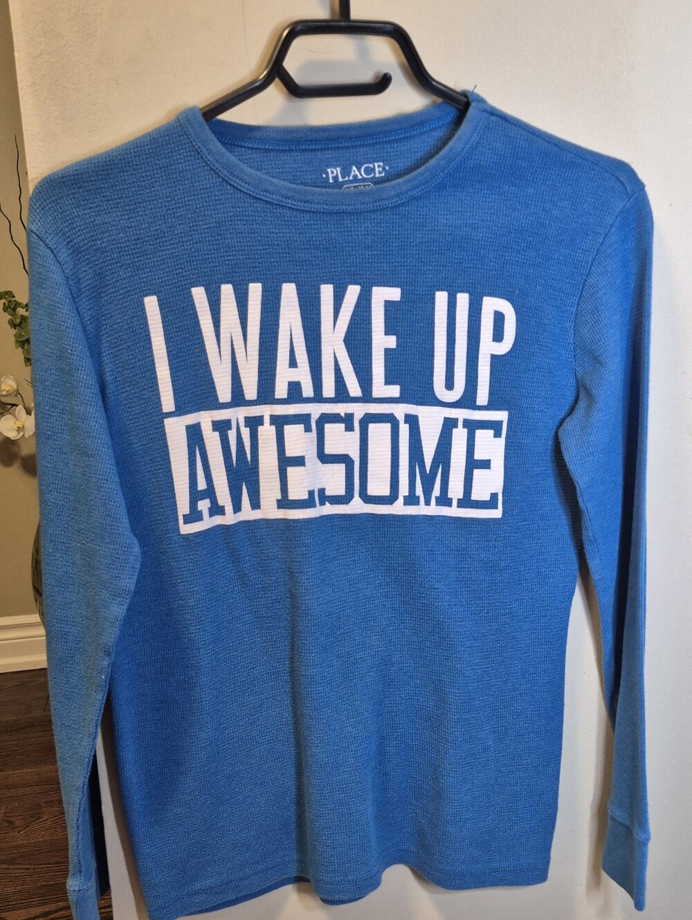 The Children's Place Blue 'I Wake Up Awesome' Long Sleeve Tee- Youth 10-12